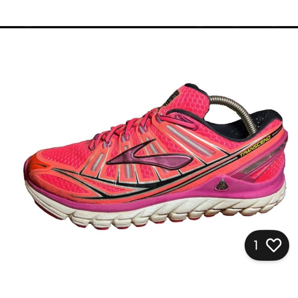 Brooks Transcend 3 Womens Running Shoes Pink Lace-Up Cushioned Size 9 B